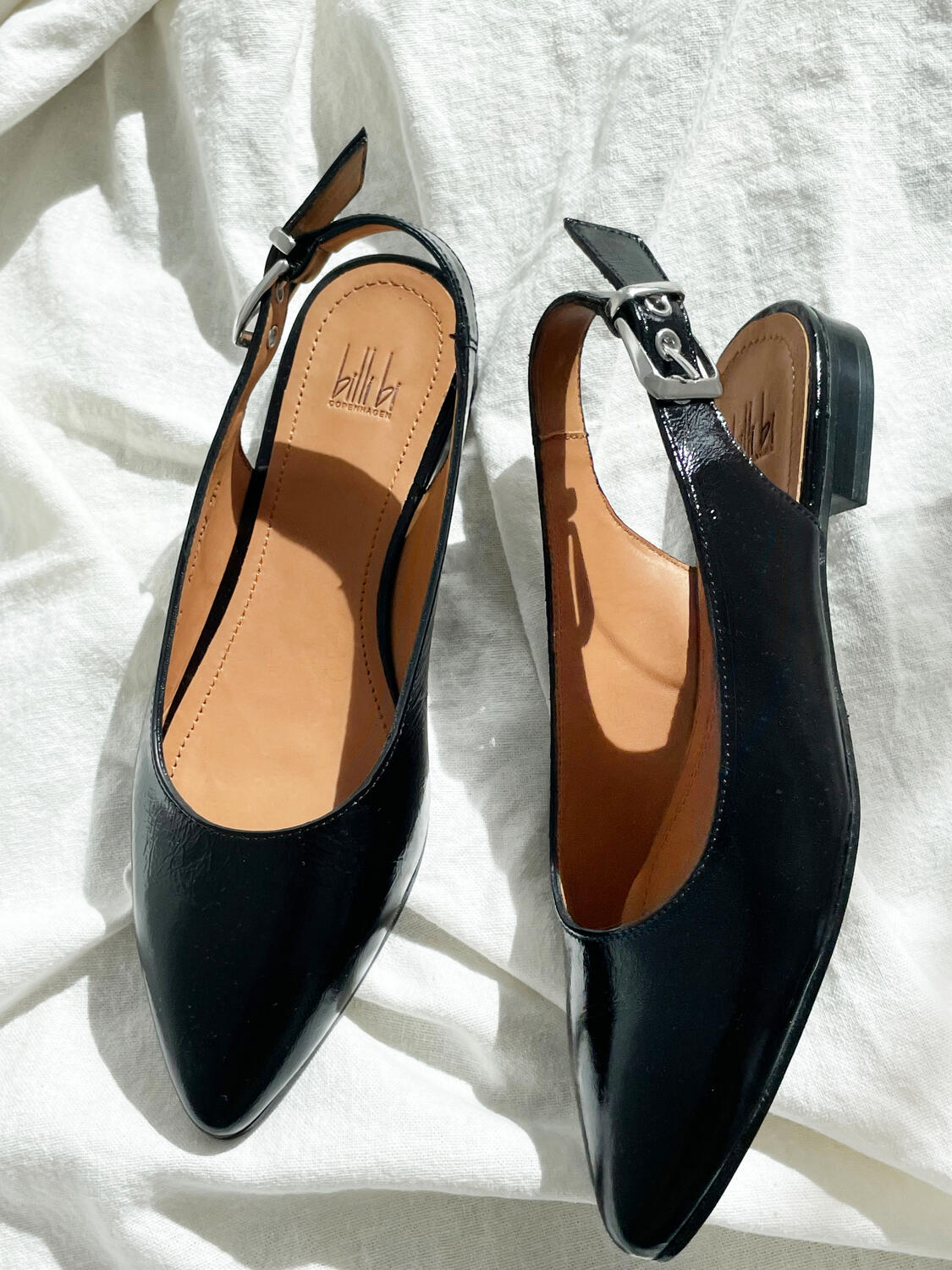 A16302 slingback ballerinasko - Black Naplack 260